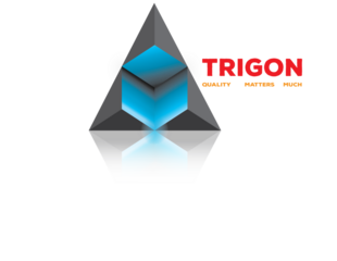 abstract logo design, 3d trigon with black and blue