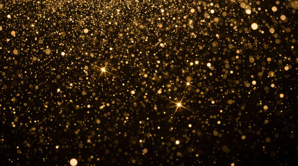 Golden Glittering Particles Abstract Background