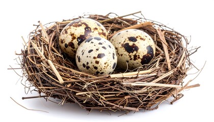 Obraz premium Quail eggs nestled in a bird's nest