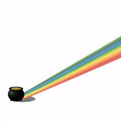 A vibrant rainbow leading to a pot of gold, symbolizing the Irish legend of finding treasure and the luck of St. Patrick’s Day.