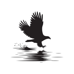 eagle flying from water vector silhouette clip art logo design illustration