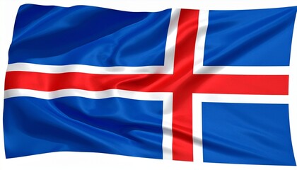 The flag of Iceland waving gently photorealistic textile folds white background with soft natural shadows
