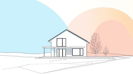 House design sketch exterior view