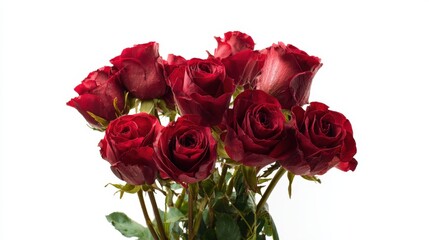 Fototapeta premium Rose bouquet Valentine themed isolated on white background