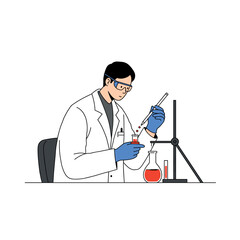 Scientist conducting experiments with test tubes in laboratory setting  