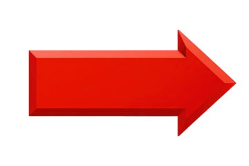 Red 3D Arrow Pointing Right on Transparent Background