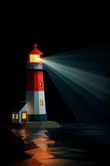 Stunning LowPoly 3D Lighthouse Model Geometric Design with Shining Light Effect