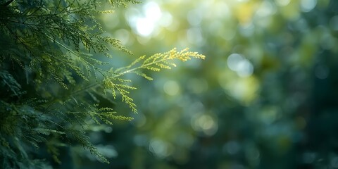 Sunlit green foliage with soft bokeh background, perfect for nature-themed designs