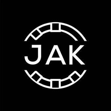 Clean Line Art Monogram Emblem for Brands, JAK Later Logo, Unique Letter  Logo with Circular Motif, 
