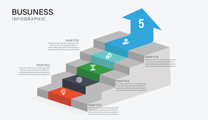 5 Steps Business Growth Infographic with Arrow Design