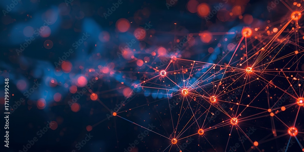 Aufkleber dynamic network connections with glowing nodes and lines, representing digital innovation