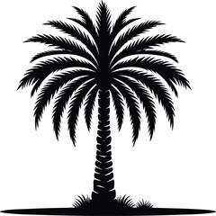 Obraz premium Date palm tree black silhouette vector illustration on an isolated white background
