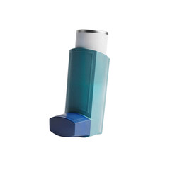 Asthma inhaler on a transparent background, concept of isolation  