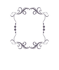 A decorative square frame with elegant black swirls and dotted accents on each side, simple and classy.