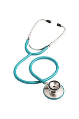 A diagnostic medical stethoscope, an essential tool for doctors, is isolated on a white background for healthcare examinations