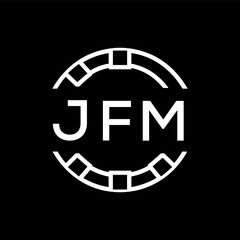 “Modern JFM Monogram Logo Design, Sleek Minimalist Letter mark in Circle, JFM LATER LOGO, High-Contrast Branding Concept”

