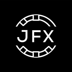 “Modern JFX Monogram Logo Design, Sleek Minimalist Letter mark in Circle, JFX LATER LOGO, High-Contrast Branding Concept”
