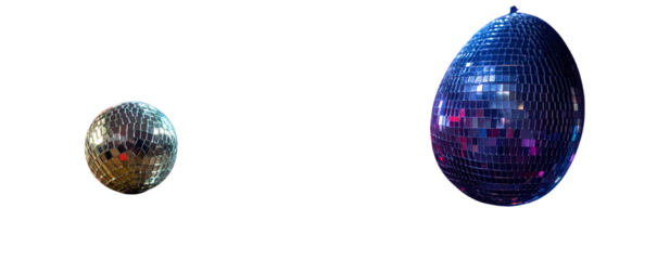 Sat of Classic Silver Disco Mirror Ball with Sparkling Light Reflections