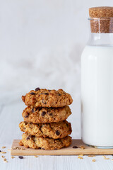 Homemade Oatmeal Cookies And Milk.