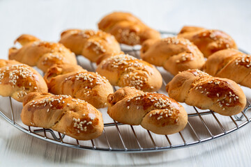 Greek Easter cookies close up..