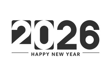 2026 Happy New Year logo design isolated on white background. Design template banner, brochure, card. Vector illustration