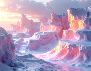 Pink and White Futuristic Landscape with Soft Veins and Organic Branches