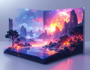 Pixel Art Landscape: Day and Night Digital Scene