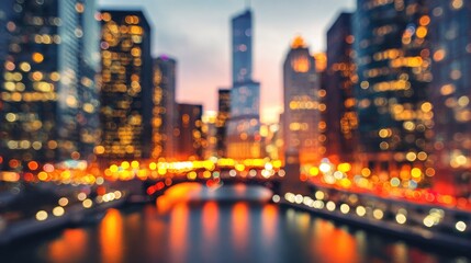 Obraz premium Cityscape evening bokeh lights