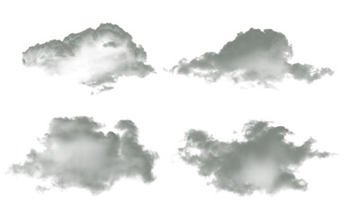 Four dark storm clouds against a black background