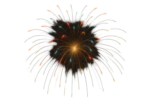 Vibrant firework display isolated on transparent background for celebrations