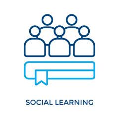 Social Learning Icon Outline Color Style. Vector Illustration For Graphic Design