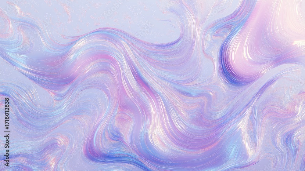 Poster abstract holographic swirl of colorful flowing lines and iridescent brushstroke texture on a soft mi