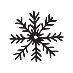 Fototapeta premium Geometric snowflake emblem in minimal style in black and white representing winter symbol and seasonal branding. Vector hand drawn illustration for stikers, polygraphy and social media. Not AI