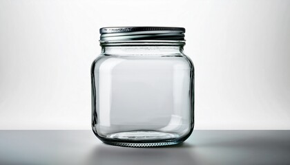Empty Glass Jar Isolated On A Monocolor White Background