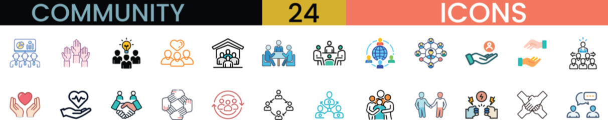 Diverse community icons collection symbolizing connection and interaction for digital platforms vector