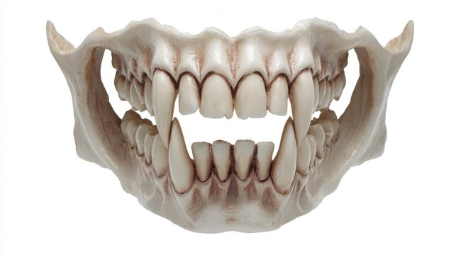 Halloween mask and fangs isolated on white background