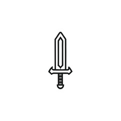 Isolated Broadsword with Gray Accents on a White Background