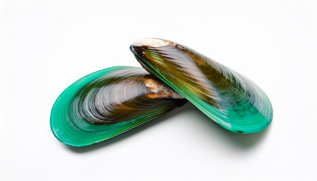 Isolated Two Green Mussels