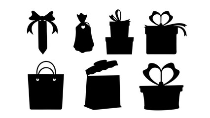 Gift Silhouette Collection Various Present and Packaging Designs