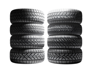 Stack of Four Winter Snow Tires with Deep Treads Transparent PNG