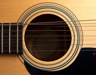 Closeup acoustic guitar soundhole