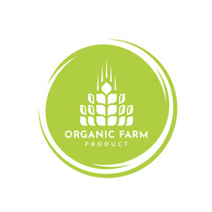Wheat logo vintage isolated on white background. Round emblem green with ears silhouette. Label template for farm with wheat. Vector Illustration