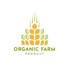 Wheat logo minimalist vintage isolated on white background. Round emblem with ears silhouette. Label template for farm with wheat. Vector Illustration