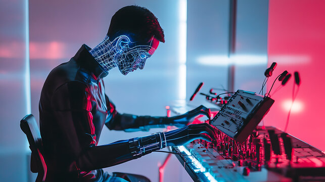 Human-AI musician performing on a digital instrument controlled by brain signals 