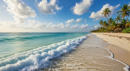 Tropical Beach Paradise Under a Blue Sky
