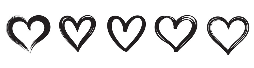 Artistic hand drawn black heart line element