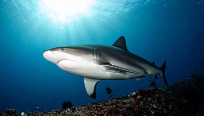 Gulper Shark Swimming Along Abyssal Slope Spotlighted