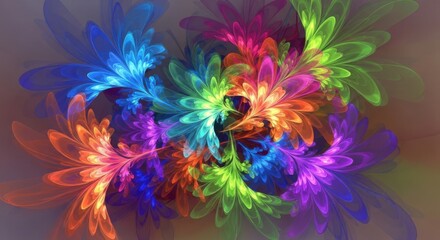 Vibrant Abstract Fractal Flowers Displaying A Spectrum of Colors