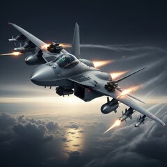 High Speed Fighter Jet Performing Complex Maneuvers Through Clouds