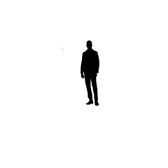Fototapeta premium A clean, bold silhouette of a man in a suit, standing confidently against a plain white background.
